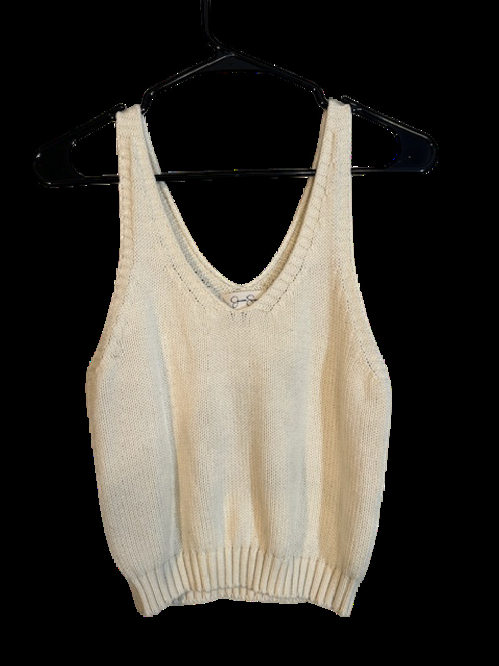 Jessica Simpson Beige Sleeveless Stretch knit V-Neck Cropped Tank Top Women Sz S